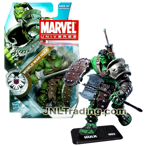 Year 2009 Marvel Universe 4.5 Inch Figure Series 3 #03 - WORLD WAR HULK with Sword, Battle Axe, Shield and Display Stand