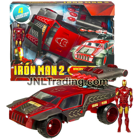 Year 2010 Iron Man 2 Movie Series 10 Inch Long Vehicle - IRON ASSAULT TRUCK with Flipped Open Cockpit, Missile Launcher and Iron Man Figure