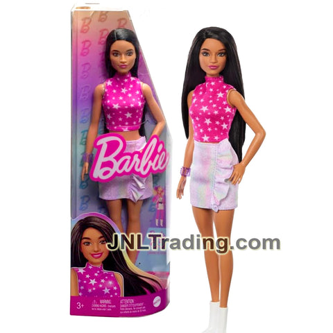 Year 2023 Barbie Fashionistas Series 12 Inch Doll #215 - Hispanic Model HRH13 in Pink Starry Tops and Iridescent Skirt