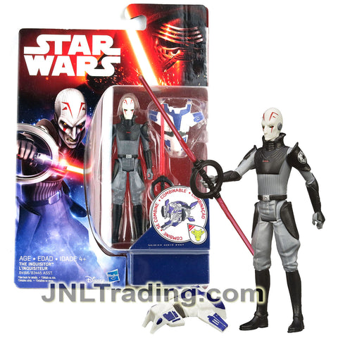 Year 2015 Star Wars Rebels Series 4 Inch Figure - THE INQUISITOR (B4166) with Double Lightsaber Plus Build A Weapon Part #1