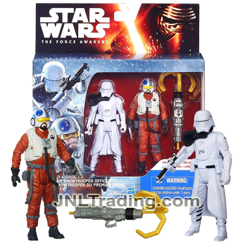 Year 2015 Star Wars The Force Awakens 2 Pack 4 Inch Figure - FIRST ORDER SNOWTROOPER OFFICER & SNAP WEXLEY with Blasters and Hook Launcher