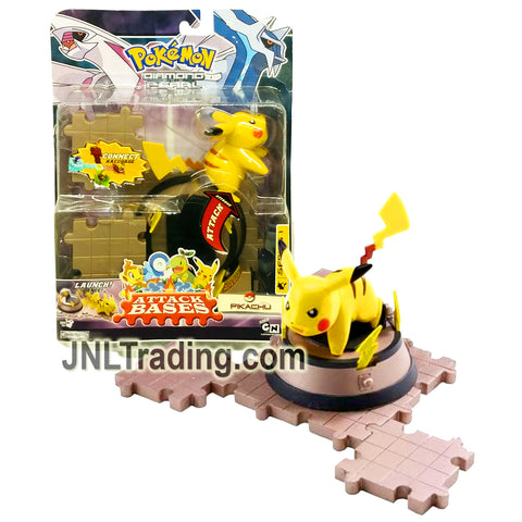 Year 2007 PokeMon Diamond and Pearl Attack Bases Series 3 Inch Tall Figure - PIKACHU with Launch Base