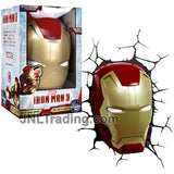 3DLightFX Marvel Avengers Assemble Series Battery Operated 10 Inch 3D Deco Night Light - IRON MAN MASK with Light Up LED Bulbs and Crack Sticker