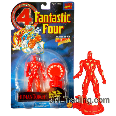 Year 1994 Marvel Comics Fantastic Four Series 5 Inch Figure - HUMAN TORCH with Glow-in-the-Dark Flames and Catapult Launcher