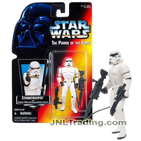 Year 1995 Star Wars The Power of the Force Series 4 Inch Tall Figure - STORMTROOPER with Blaster Rifle and Heavy Infantry Cannon