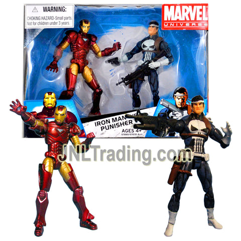 Year 2009 Series 2 Marvel Universe Exclusive 2 Pack 4 Inch Figure Set - IRON MAN vs. PUNISHER with Pistol and Assault Rifle