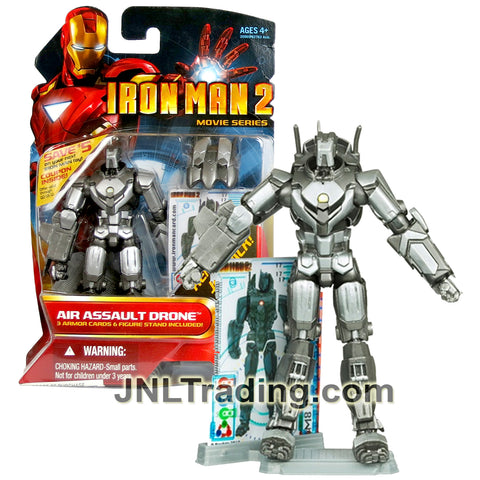 Year 2010 Marvel Iron Man 2 Movie Series 4 Inch Figure #17 - AIR ASSAULT DRONE with Removable Jet Pack, Display Base and 3 Armor Cards