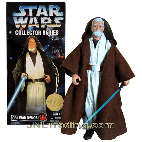 Year 1996 Star Wars Collector Series 12 Inch Figure : OBI-WAN KENOBI with Authentically Styled Jedi Hooded Robe and Blue Lightsaber