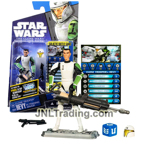 Year 2010 Star Wars Galactic Battle Game The Clone Wars 4 Inch Figure - Clone Trooper HEVY in Training Armor with  Helmet, Blaster, Card, Die and Base