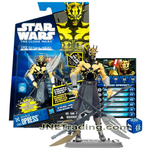 Year 2011 Star Wars Galactic Battle Game The Clone Wars 4 Inch Figure - SAVAGE OPRESS CW55 with Halberd, Battle Axe with Missile, Card, Die and Base