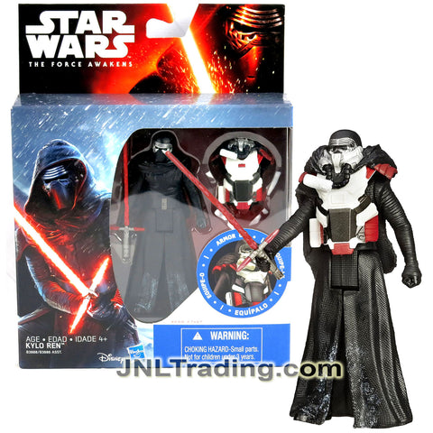 Year 2015 Star Wars The Force Awakens Armor Up Series 4.5 Inch Figure - KYLO REN with Red Lightsaber and Removable Armor