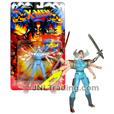 Year 1995 Marvel Comics X-Men Invasion Series 5 Inch Figure - SPIRAL with 2 Swords and Collectible Card