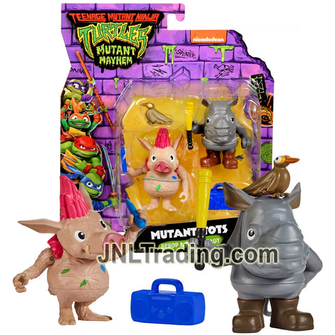 Year 2024 Teenage Mutant Ninja Turtles Mutants Unleashed 2 Pack 3 Inch Figure : MUTANT TOTS (Bebop & Rocksteady) with Baseball Bat, Bird and Boom Box