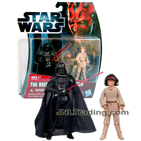 Year 2012 Star Wars Movie Heroes Series 2 Pack 4 Inch Figure - THE RISE OF DARTH VADER with Darth Vader, Anakin Skywalker, Lightsaber and Helmet