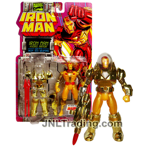 Year 1994 Marvel Comics IRON MAN Series 5 Inch Figure - HYDRO ARMOR IRON MAN with Deep Sea Weapons Torpedo Launcher