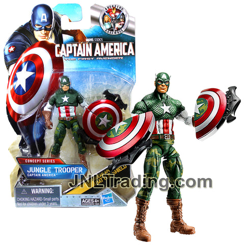 Year 2010 The First Avenger Captain America Concept Series 4 Inch Figure - JUNGLE TROOPER CAPTAIN AMERICA with Battle Shield