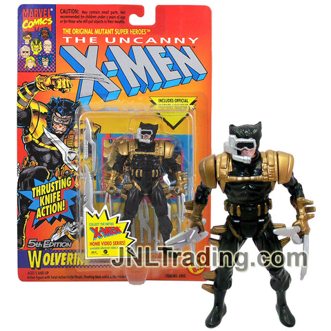 Year 1993 Marvel Comics The Uncanny X-MEN Series 5 Inch Figure - 5th Edition WOLVERINE with Mask, Knives & Trading Card