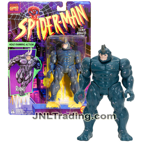 Year 1994 Marvel Comics Spider-Man Animated Series 5 Inch Figure - RHINO with Head Ramming Action