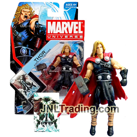 Year 2011 Marvel Universe 4 Inch Figure Series 4 #1 - Ages of Thunder THOR with Mjolnir Hammer and Collectible Comic Shot