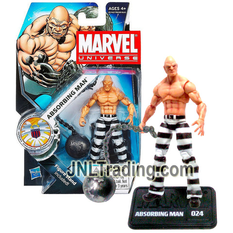 Year 2011 Marvel Universe 4 Inch Figure Series 3 #24 - Villain ABSORBING MAN with Chained Ball and Display Stand