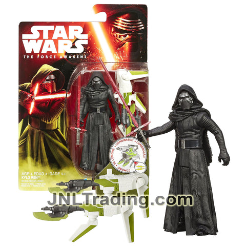 Year 2015 Star Wars The Force Awakens Series 4 Inch Figure - KYLO REN (B4163) with Red Lightsaber Plus Build A Weapon Part #3