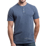 LEE Premium Select Texure Stripes Henley Men Short Sleeve Shirt Vintage Wash