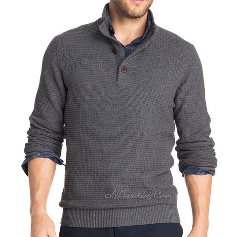 G.H. Bass & Co. Long Sleeve Button-Front Waffle Sweater Pullover – JNL ...