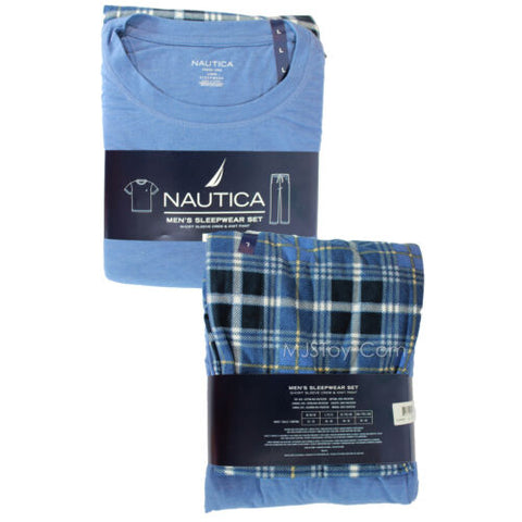 Nautica Sleepwear Mens Blue Classic Short Sleeve Cotton Blend T-Shirt Size  M NWT