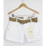 One Five One 151 Denim Heritage Women Belted Shorts Blue/White/Khaki