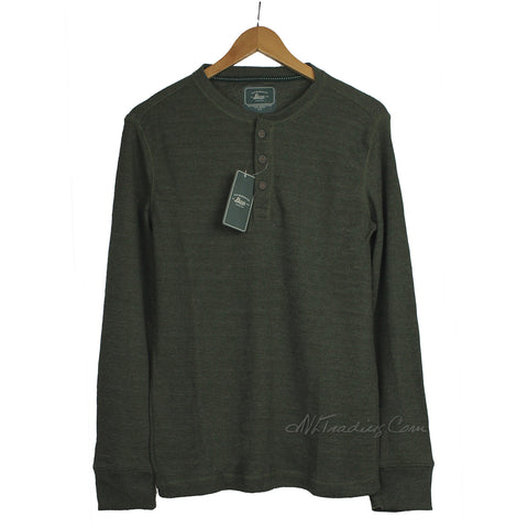 Express Men, Solid Waffle Knit Henley Sweater in Olive Green