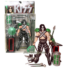 Year 1997 McFarlane Toys KISS Series 7 Inch Tall Ultra Action Figure -  PETER CRISS with Drum, Spears, Mace, Shield, Armor and Letter I