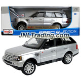 Maisto Special Edition Series 1:18 Scale Die Cast Car Set - Silver Sports Utility Vehicle RANGE ROVER SPORT (SUV Dimension: 9-1/2" x 3-1/2" x 4")