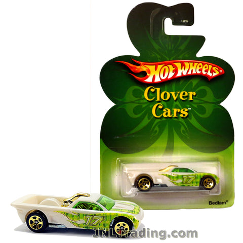 Year 2006 Hot Wheels Clover Cars Series 1:64 Scale Die Cast Car - White  PickUp Truck BEDLAM with Green Flame Deco