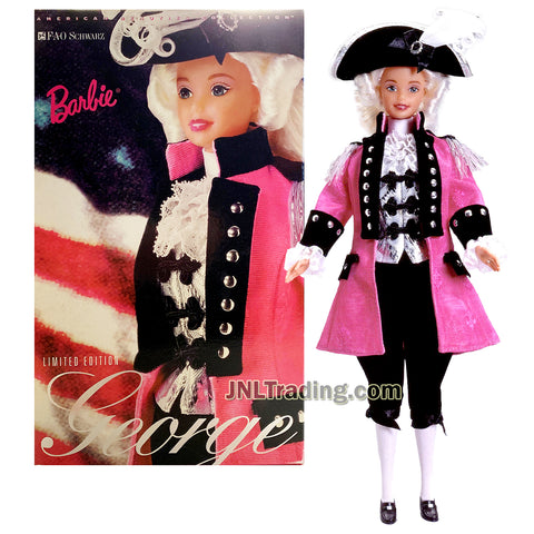Year 1996 Barbie FAO Schwarz Limited Edition American Beauties Collection  12 Inch Doll - GEORGE WASHINGTON with Jacket, Jabot, Vest, Hat & Doll Stand
