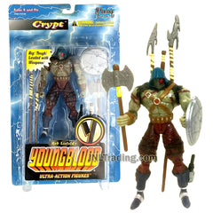 Year 1995 McFarlane Toys Rob Liefeld's Youngblood Ultra Class 6 Inch Tall  Action Figure - CRYPT with Halberd, Spear, Shield, Battle-Axe and Club