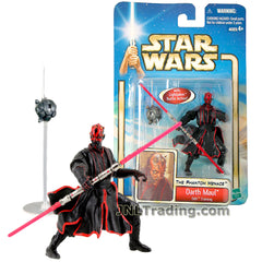 Star Wars Year 2002 The Phantom Menace 4 Inch Tall Figure #42 - Sith  Training DARTH MAUL with Sith Lightsaber and Probe Droid with Stand