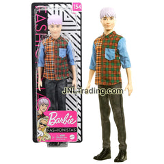 Year 2019 Barbie Fashionistas Series 12 Inch Doll #154 - Blond Asian Model  KEN in Plaid Tops and Denim Pants GHW70