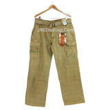 Iron Co Men 100% Cotton Relaxed Straight Leg Fit Vintage Belted Cargo Pants